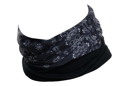 Hilltop Polar Halstuch, Multifunktionstuch, Kopftuch, Schlauchschal, Schal mit Fleece, Cooles Design in Trendfarben, für Damen und Herren, Farbe:Paisley Black von Hilltop