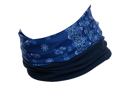 Hilltop Polar Halstuch, Multifunktionstuch, Kopftuch, Schlauchschal, Schal mit Fleece, Cooles Design in Trendfarben, für Damen und Herren, Farbe:Paisley Blue von Hilltop