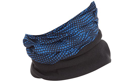 Hilltop Polar Halstuch, Multifunktionstuch, Kopftuch, Schlauchschal, Schal mit Fleece, Cooles Design in Trendfarben, für Damen und Herren, Farbe:schwarz - blaue Streifen von Hilltop