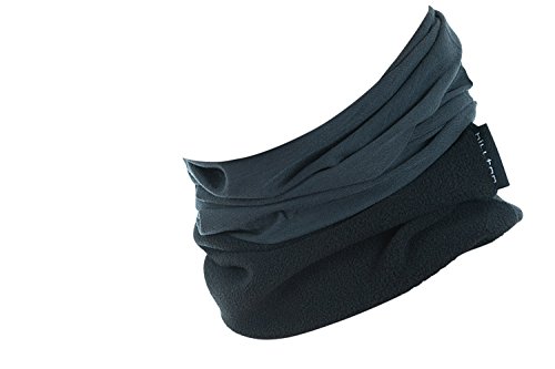 Hilltop® Polar Multifunktionstuch mit Fleece, warmes Motorrad Halstuch, Schlauchschal, Ski Gesichtsmaske für Damen und Herren, Farbe:Grau uni mit schwarz von Hilltop