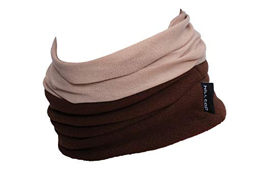 Hilltop® Polar Multifunktionstuch mit Fleece, warmes Motorrad Halstuch, Schlauchschal, Ski Gesichtsmaske für Damen und Herren, Farbe:Hellbraun von Hilltop