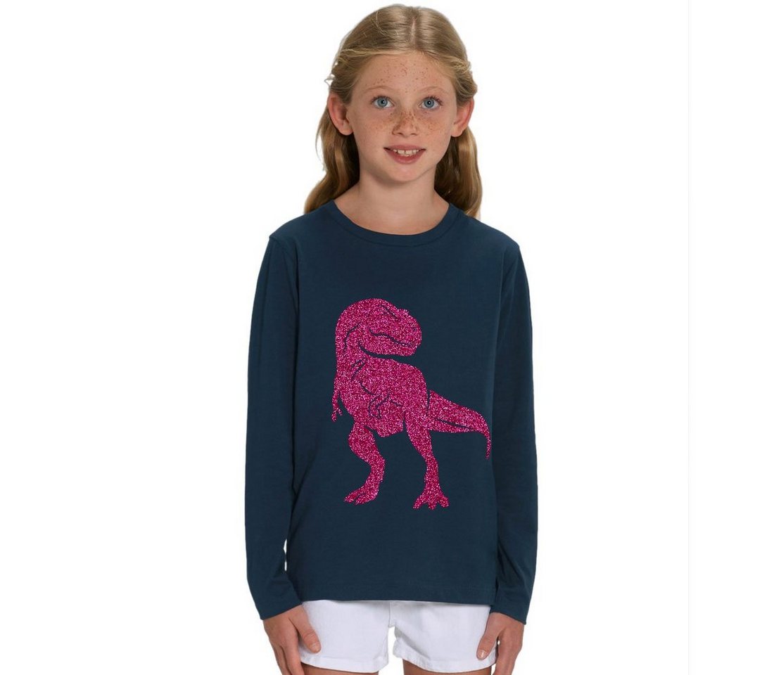 Hilltop Print-Shirt Kinder Langarmshirt aus Biobaumwolle mit Dinosaurier Glitzer Motiv von Hilltop