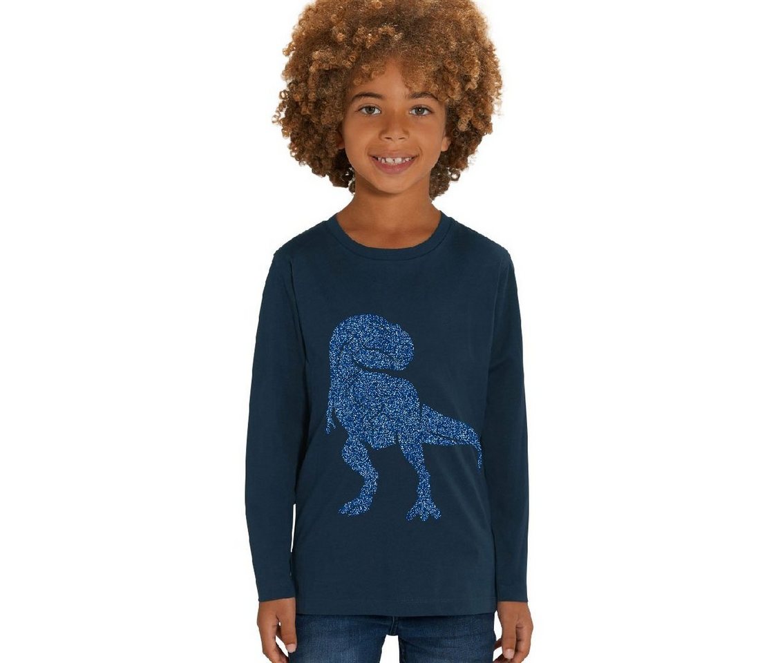 Hilltop Print-Shirt Kinder Langarmshirt aus Biobaumwolle mit Dinosaurier Glitzer Motiv von Hilltop