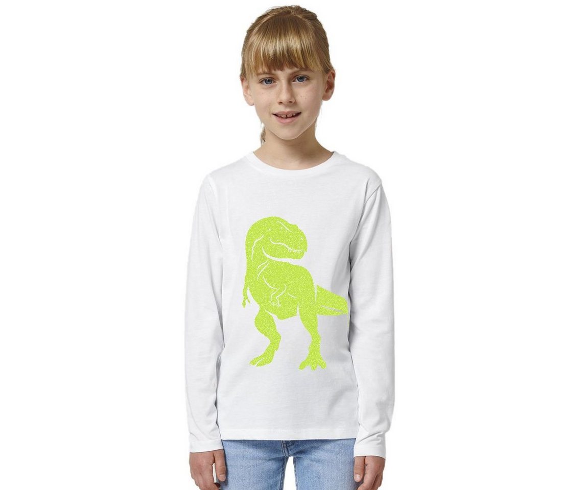 Hilltop Print-Shirt Kinder Langarmshirt aus Biobaumwolle mit Dinosaurier Glitzer Motiv von Hilltop