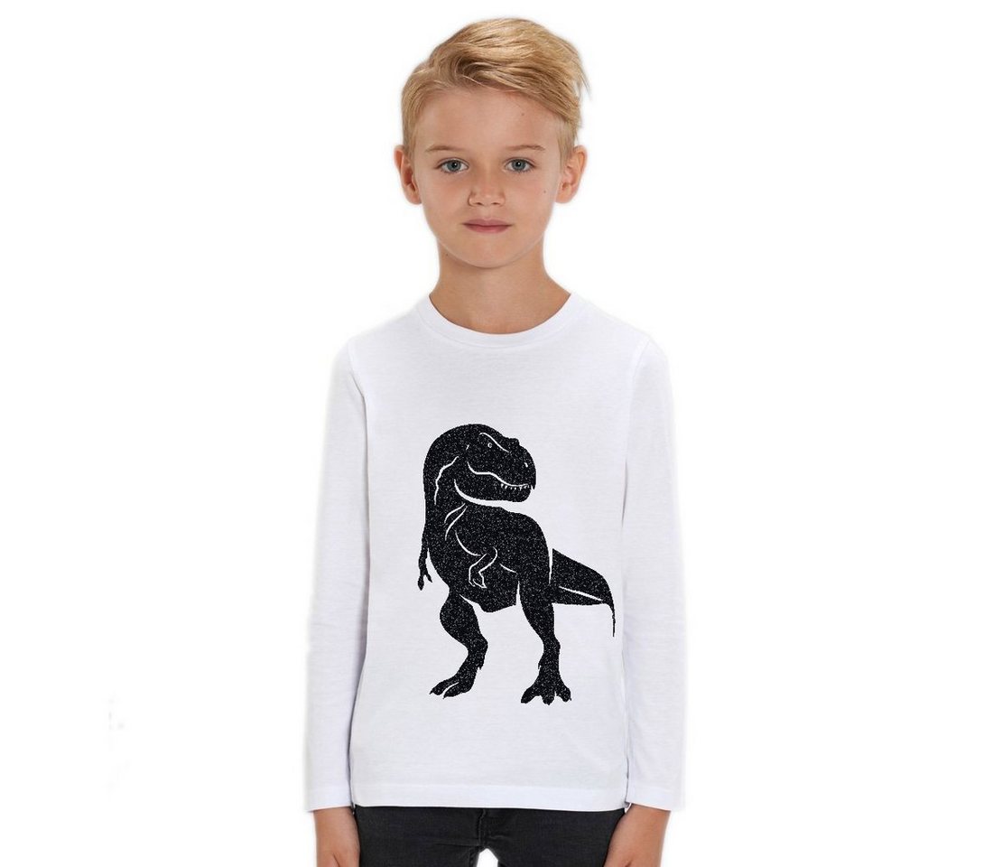 Hilltop Print-Shirt Kinder Langarmshirt aus Biobaumwolle mit Dinosaurier Glitzer Motiv von Hilltop