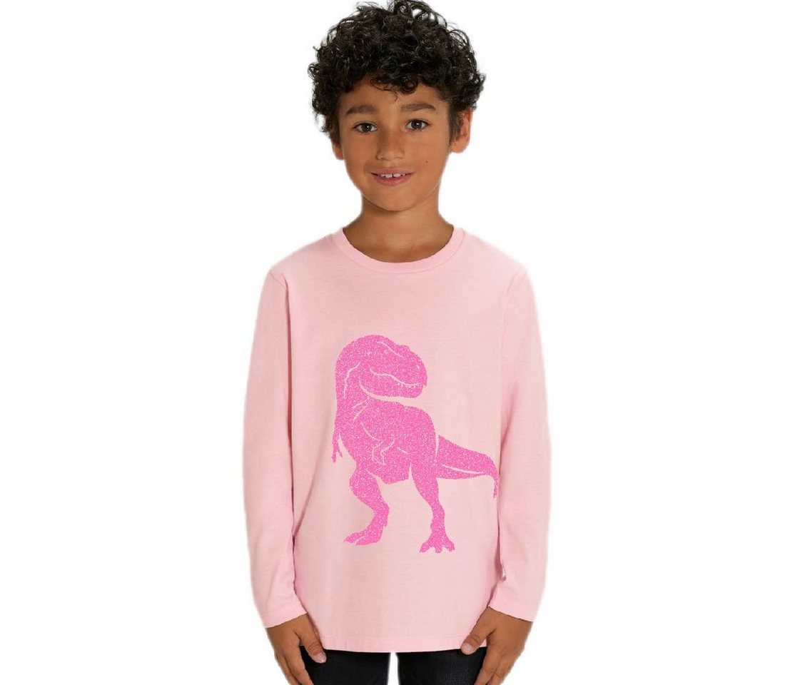 Hilltop Print-Shirt Kinder Langarmshirt aus Biobaumwolle mit Dinosaurier Glitzer Motiv von Hilltop