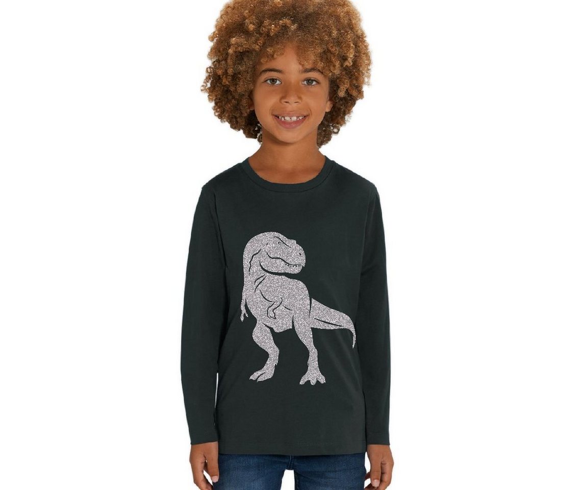 Hilltop Print-Shirt Kinder Langarmshirt aus Biobaumwolle mit Dinosaurier Glitzer Motiv von Hilltop