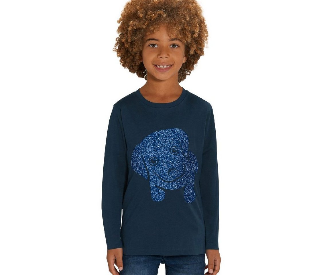 Hilltop Print-Shirt Kinder Langarmshirt aus Biobaumwolle mit Glitzer Motiv Hund von Hilltop