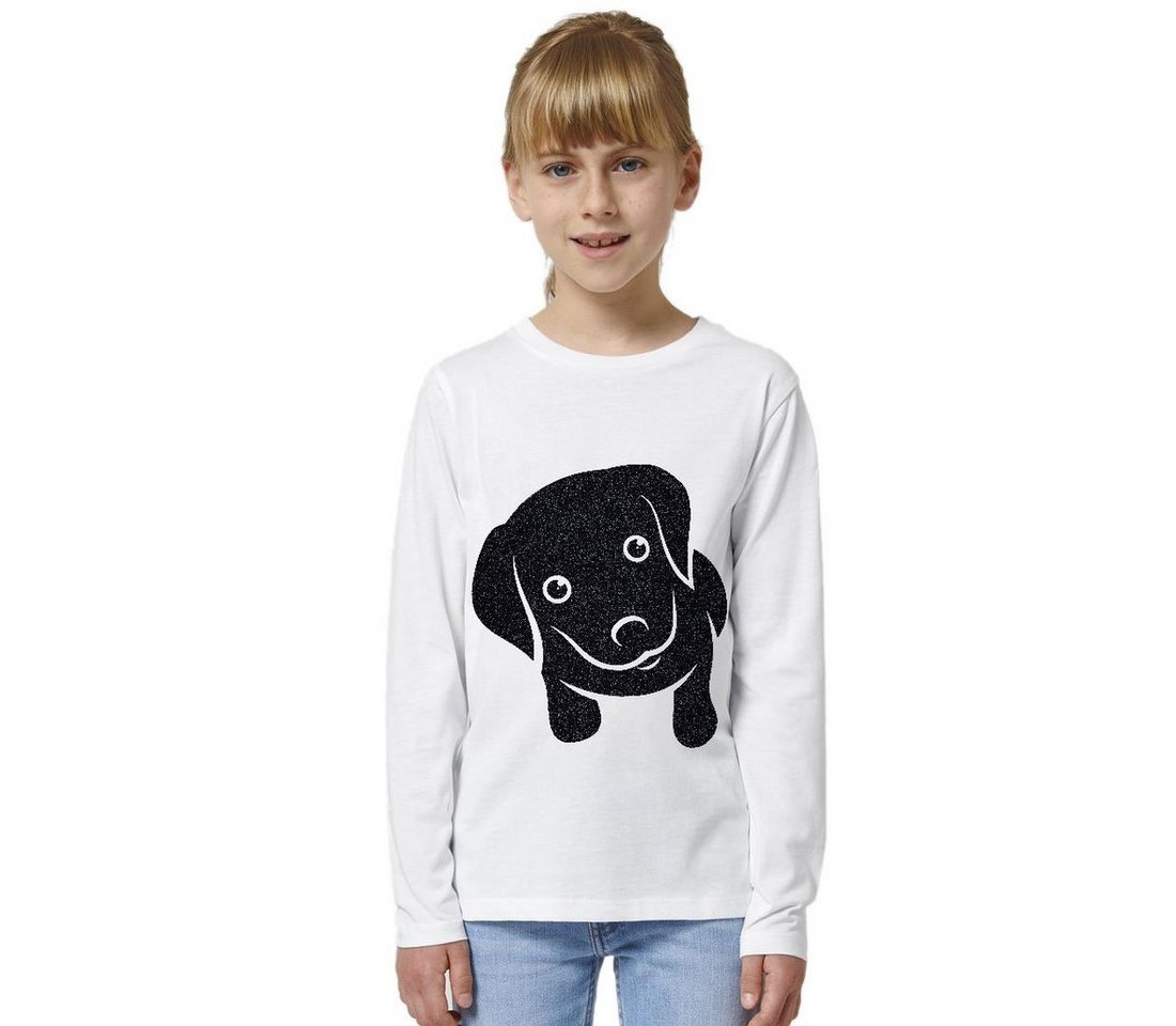 Hilltop Print-Shirt Kinder Langarmshirt aus Biobaumwolle mit Glitzer Motiv Hund von Hilltop