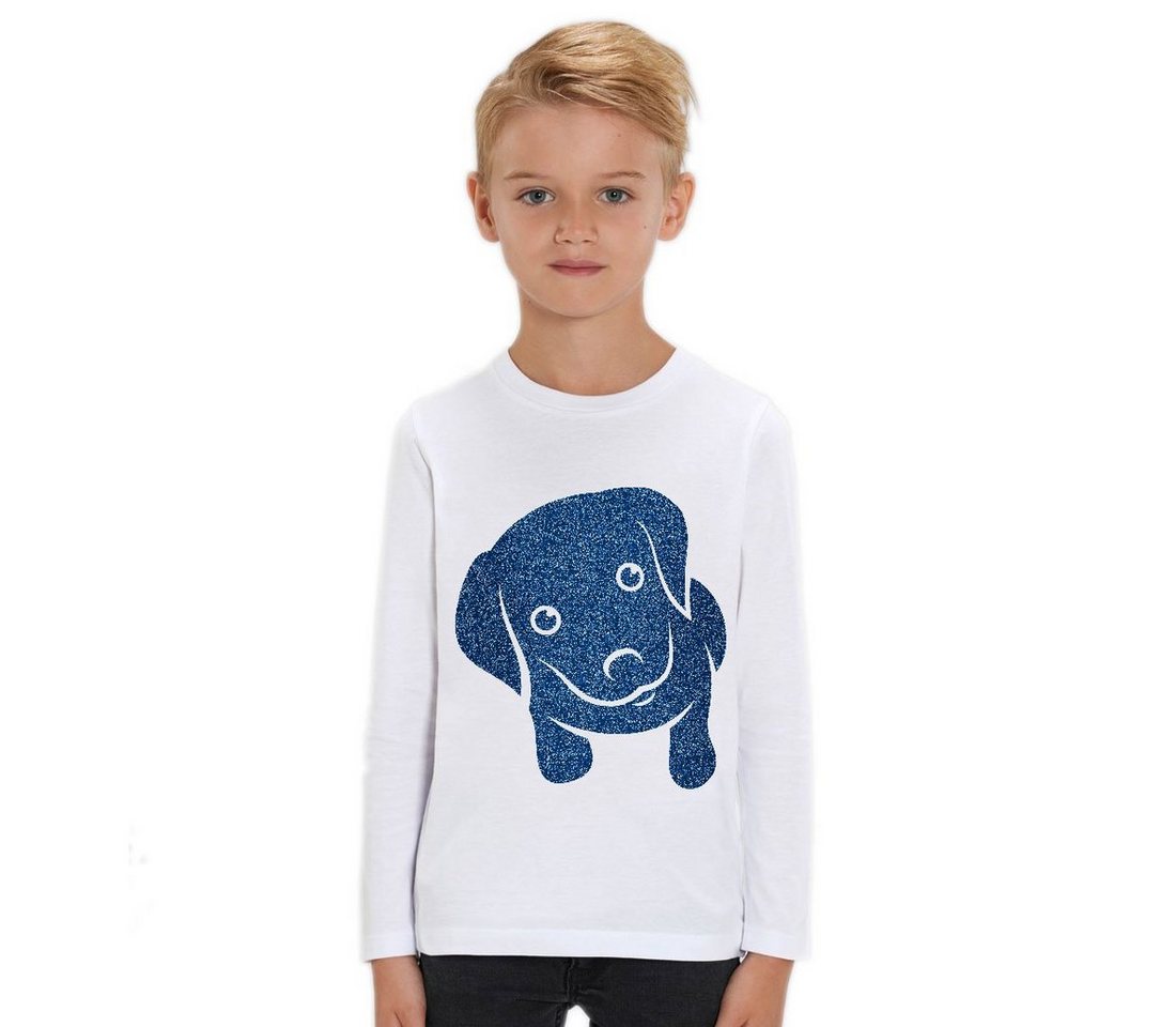 Hilltop Print-Shirt Kinder Langarmshirt aus Biobaumwolle mit Glitzer Motiv Hund von Hilltop