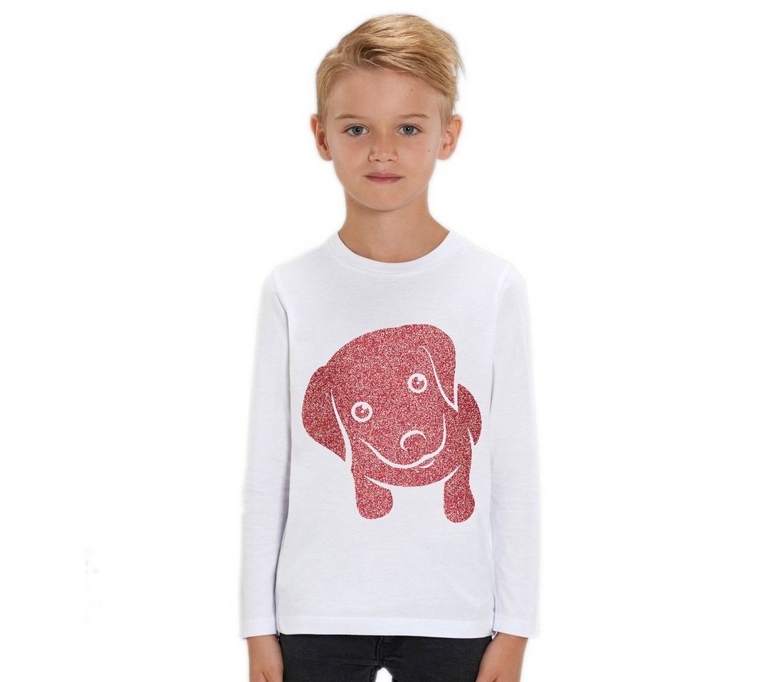 Hilltop Print-Shirt Kinder Langarmshirt aus Biobaumwolle mit Glitzer Motiv Hund von Hilltop