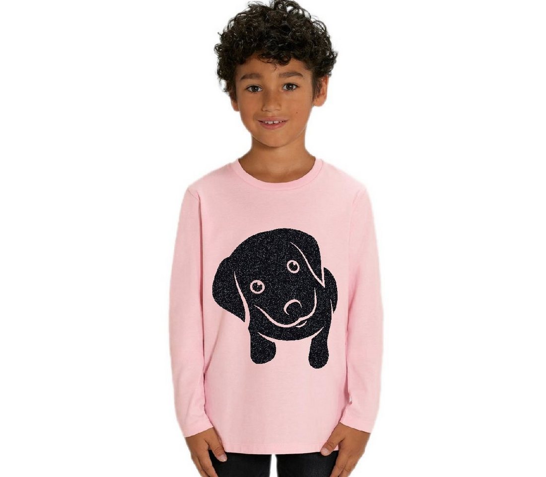 Hilltop Print-Shirt Kinder Langarmshirt aus Biobaumwolle mit Glitzer Motiv Hund von Hilltop