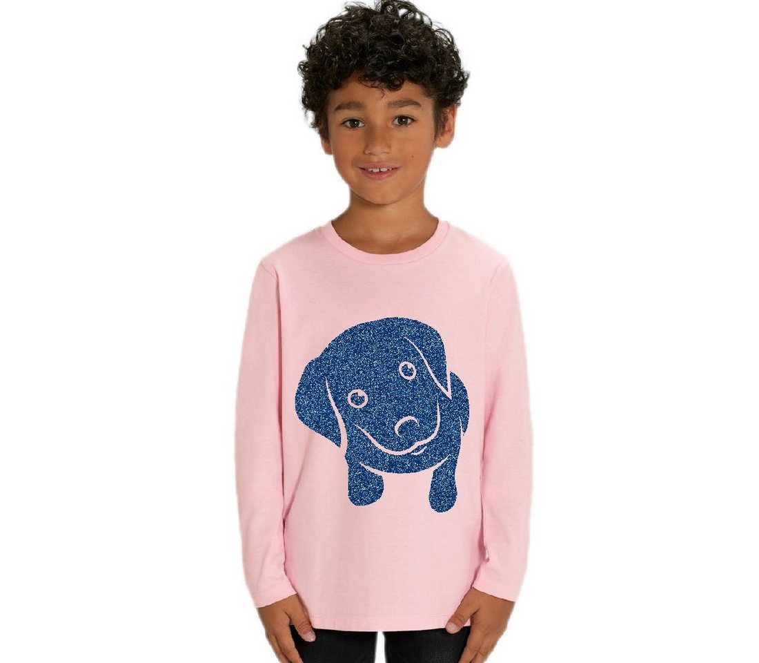 Hilltop Print-Shirt Kinder Langarmshirt aus Biobaumwolle mit Glitzer Motiv Hund von Hilltop