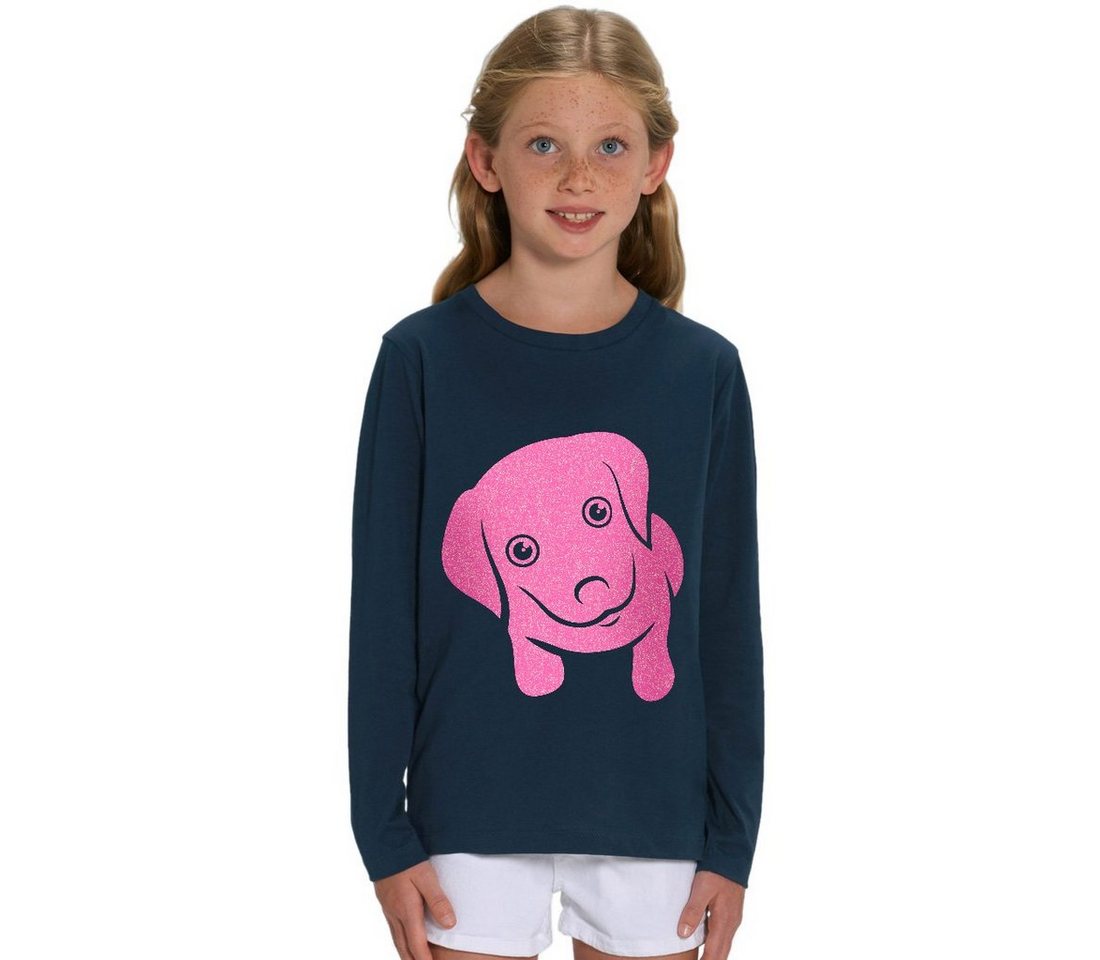 Hilltop Print-Shirt Kinder Langarmshirt aus Biobaumwolle mit Glitzer Motiv Hund von Hilltop