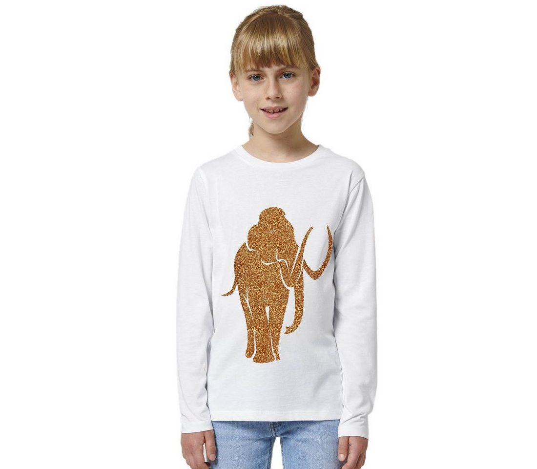 Hilltop Print-Shirt Kinder Langarmshirt aus Biobaumwolle mit Mammut Glitzer Motiv von Hilltop