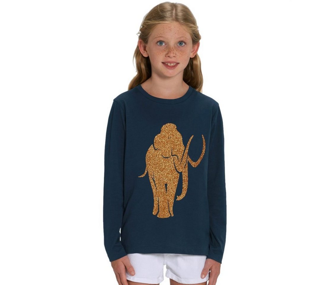 Hilltop Print-Shirt Kinder Langarmshirt aus Biobaumwolle mit Mammut Glitzer Motiv von Hilltop