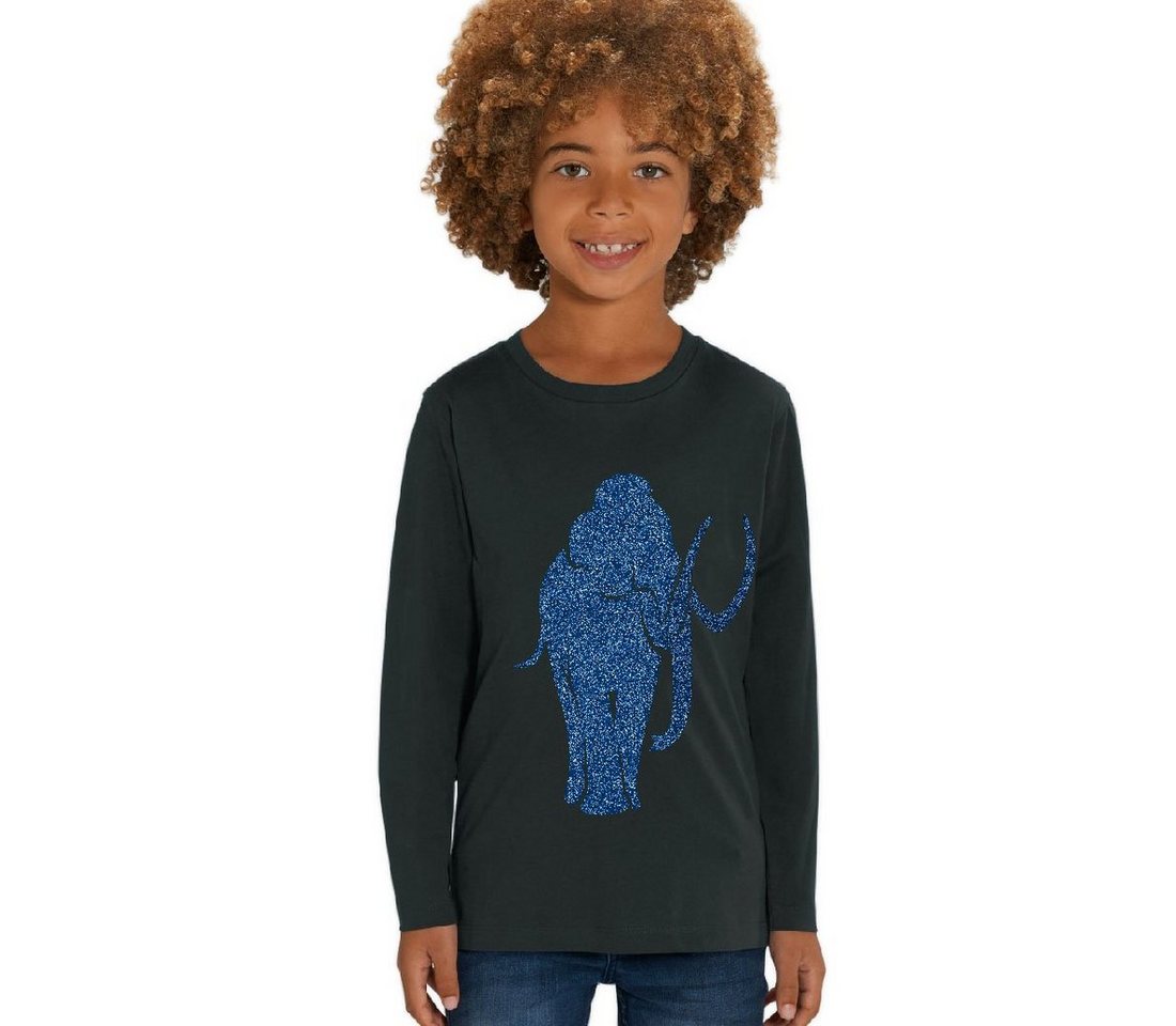 Hilltop Print-Shirt Kinder Langarmshirt aus Biobaumwolle mit Mammut Glitzer Motiv von Hilltop