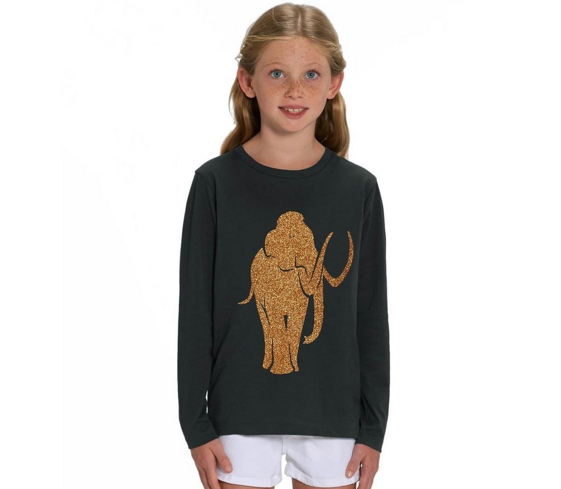 Hilltop Print-Shirt Kinder Langarmshirt aus Biobaumwolle mit Mammut Glitzer Motiv von Hilltop