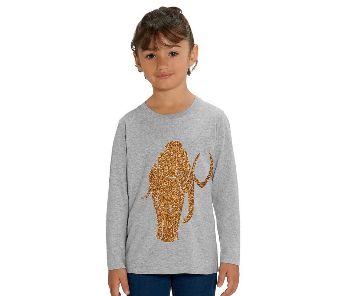 Hilltop Print-Shirt Kinder Langarmshirt aus Biobaumwolle mit Mammut Glitzer Motiv von Hilltop