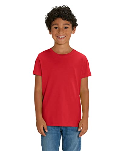 Hochwertiges Kinder T-Shirt aus 100% Bio-Baumwolle für Mädchen und Jungen. Eignet Sich hervorragend zum Bedrucken. (z.B.: mit Transfer-Folien/Textilfolien), Size:110/116, Color:Red Rot von Hilltop