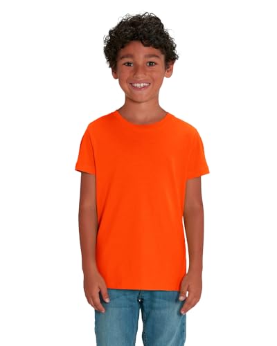 Hochwertiges Kinder T-Shirt aus 100% Bio-Baumwolle für Mädchen und Jungen. Eignet Sich hervorragend zum Bedrucken. (z.B.: mit Transfer-Folien/Textilfolien), Size:122/128, Color:Orange von Hilltop