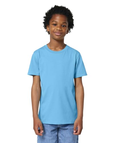 Hochwertiges Kinder T-Shirt aus 100% Bio-Baumwolle für Mädchen und Jungen. Eignet Sich hervorragend zum Bedrucken. (z.B.: mit Transfer-Folien/Textilfolien), Size:134/146, Color:Aqua Blue von Hilltop