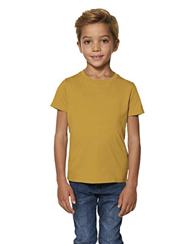 Hochwertiges Kinder T-Shirt aus 100% Bio-Baumwolle für Mädchen und Jungen. Eignet Sich hervorragend zum Bedrucken. (z.B.: mit Transfer-Folien/Textilfolien), Size:110/116, Color:Ochre von Hilltop