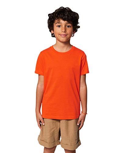 Hochwertiges Kinder T-Shirt aus 100% Bio-Baumwolle für Mädchen und Jungen. Eignet Sich hervorragend zum Bedrucken. (z.B.: mit Transfer-Folien/Textilfolien), Size:110/116, Color:Tangerine von Hilltop