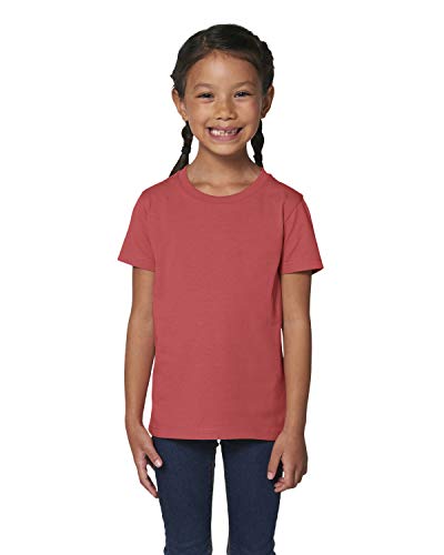 Hochwertiges Kinder T-Shirt aus 100% Bio-Baumwolle für Mädchen und Jungen. Eignet Sich hervorragend zum Bedrucken. (z.B.: mit Transfer-Folien/Textilfolien), Size:122/128, Color:Carmine Red von Hilltop