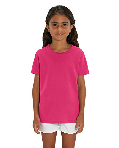 Hochwertiges Kinder T-Shirt aus 100% Bio-Baumwolle für Mädchen und Jungen. Eignet Sich hervorragend zum Bedrucken. (z.B.: mit Transfer-Folien/Textilfolien), Size:122/128, Color:Raspberry von Hilltop