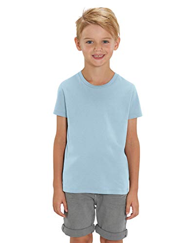 Hochwertiges Kinder T-Shirt aus 100% Bio-Baumwolle für Mädchen und Jungen. Eignet Sich hervorragend zum Bedrucken. (z.B.: mit Transfer-Folien/Textilfolien), Size:134/146, Color:Sky Blue von Hilltop