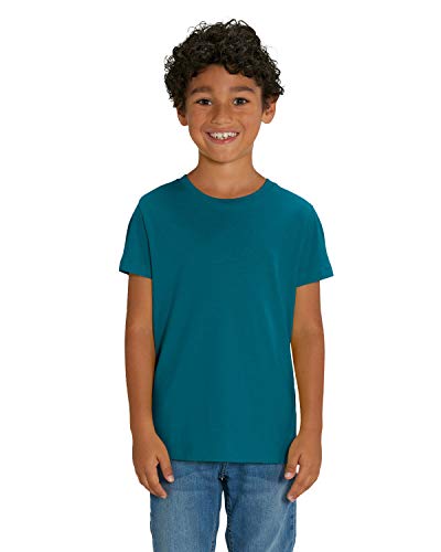 Hochwertiges Kinder T-Shirt aus 100% Bio-Baumwolle für Mädchen und Jungen. Eignet sich hervorragend zum bedrucken. (z.B.: mit Transfer-folien/Textilfolien), Size:122/128, Color:Ocean Depth von Hilltop