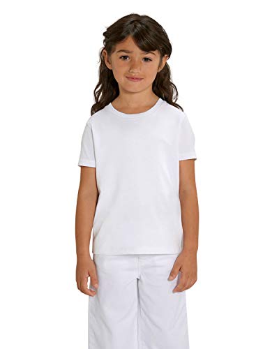 Hochwertiges Kinder T-Shirt aus 100% Bio-Baumwolle für Mädchen und Jungen. Eignet sich hervorragend zum bedrucken. (z.B.: mit Transfer-folien/Textilfolien), Size:122/128, Color:White von Hilltop