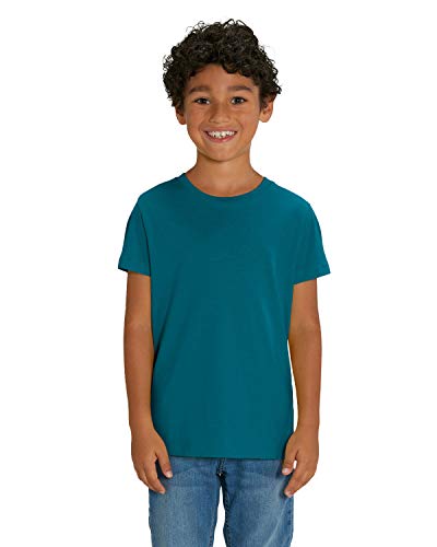 Hochwertiges Kinder T-Shirt aus 100% Bio-Baumwolle für Mädchen und Jungen. Eignet Sich hervorragend zum Bedrucken. (z.B.: mit Transfer-Folien/Textilfolien), Size:98/104, Color:Ocean Depth von Hilltop