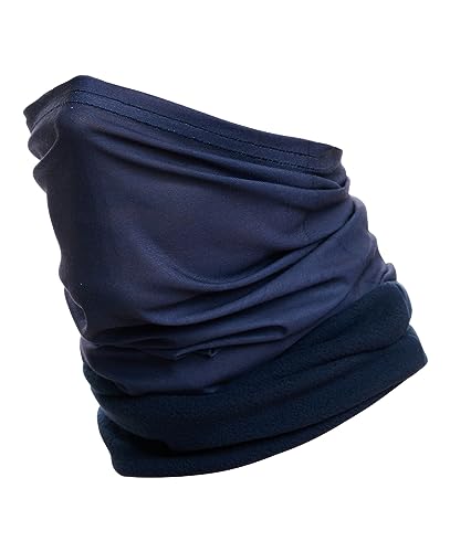 Hilltop® Polar Multifunktionstuch mit Fleece, warmes Schlauchtuch, Schal, Halstuch für kalte Herbst und Wintertage, für Damen und Herren, Trendige Farben, Farbe:dunkel blau mit schwarzem Fleece von Hilltop