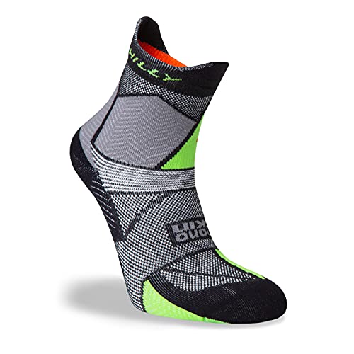 Hilly Unisex Marathon Fresh – Fußkette – Med Cushioning Laufsocke, Schwarz/Grau/Limettengrün, L von Hilly