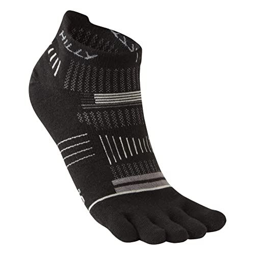 Hilly Unisex Zehen – Socklet – minimale Polsterung Laufsocke, Schwarz/Grau/Hellgrau, L von Hilly