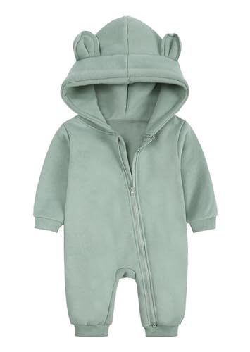 Hilmocho Baby Strampler mit Kapuze Neugebornene Mädchen Jungen Warme Baumwolle Overall Playsuit Einteiler Body Jumpsuit mit Reißverschluss von Hilmocho