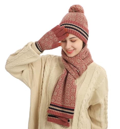 Hilmocho Damen Mütze Schal Handschuh Sets Winter Warm Gestrickt Hut Halsträger Touchscreen Handschuhe Fleece Gefüttert 3 in 1 Kaltwetter Set Hilmocho Damen Mütze Schal Handschuh Sets Winter Warm Gestrickt Hut Halsträger Touchscreen Handschuhe Fleece Gefüttert 3 in 1 Kaltwetter Set von Hilmocho