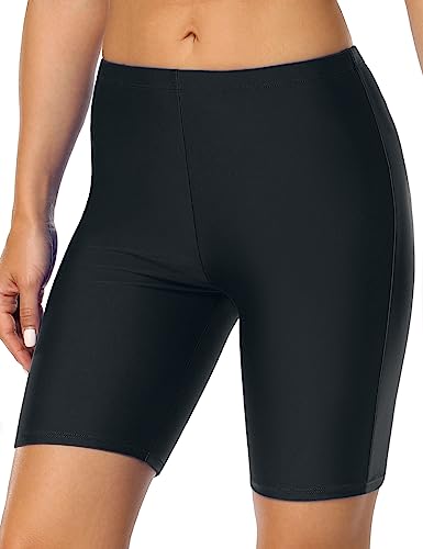 Hilor Damen UV Badehose Ausbildung Kurz Badeshorts Sporthose Schwimm Sport Hose Schwarz 42 von Hilor