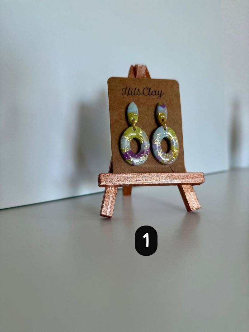 Handgemachte Polymer Clay Ohrringe Pastell Gold Folie - Leicht Handgemachte Polymer Clay Ohrringe Pastell Gold Folie - Leicht von HilsClayDesigns