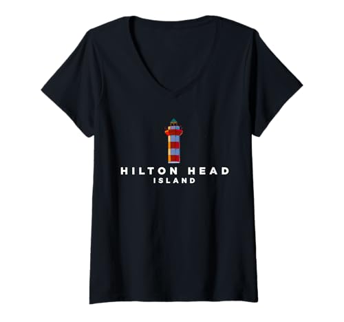 Damen Hilton Head Island Leuchtturm SC Urlaubssouvenir T-Shirt mit V-Ausschnitt Damen Hilton Head Island Leuchtturm SC Urlaubssouvenir T-Shirt mit V-Ausschnitt von Hilton Head Island Light South Carolina