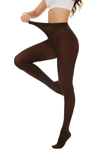 Hiltzo 80D Strumpfhosen für Damen, Semi-Blickdichte Bunte Feinstrumpfhose, Komfortbund Elastisch Damenstrumpfhosen Kaffee S-M von Hiltzo