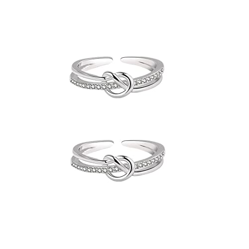 Hilufiet Ring mit Knoten für Mutter und Tochter, Sterlingsilber, verstellbar, Knotenring für Mutter und Tochter, Metall von Hilufiet