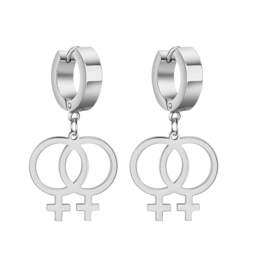 Pride Ohrringe Lesben Gold/Silber/Schwarz Ohrringe LGBT baumelnde Ohrringe Feministische Ohrringe für Frauen, Legierter Stahl, Kein Edelstein von Hilufiet