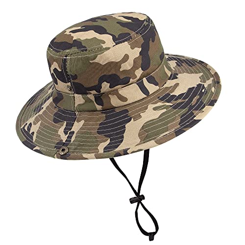 HilyBony Sonnenhut für Jungen, Camouflage, für Sommer, Outdoor, Safari, Fischerhut, Boonie-Kappe für große Kinder, 5-15 Jahre, camouflage, X-Large von HilyBony