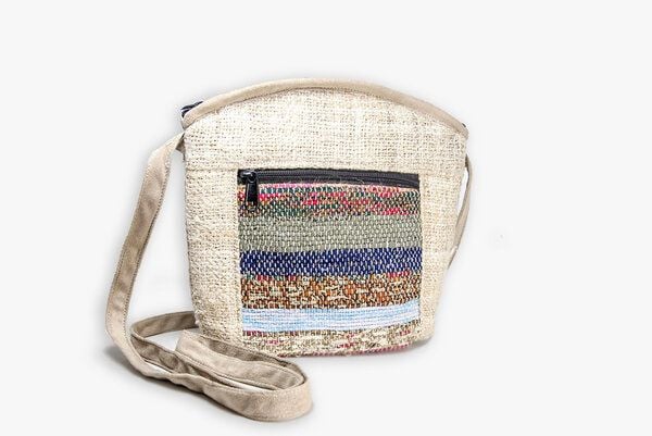 Himal Hemp HH Handtasche CHEKKA Bag aus wildem Hanf und Recycle-Sari von Himal Hemp