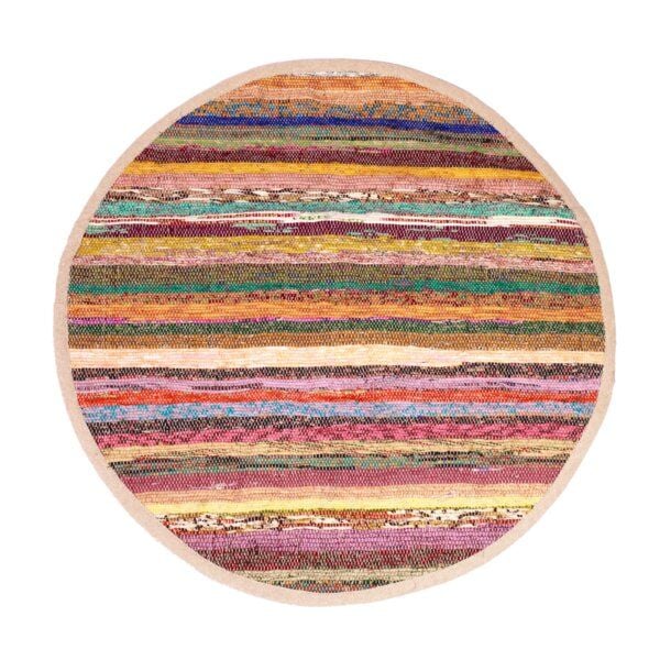 Himal Hemp HH runder Teppich, Tischdecke oder Wanddeko handgewebt aus Recycle Sari von Himal Hemp