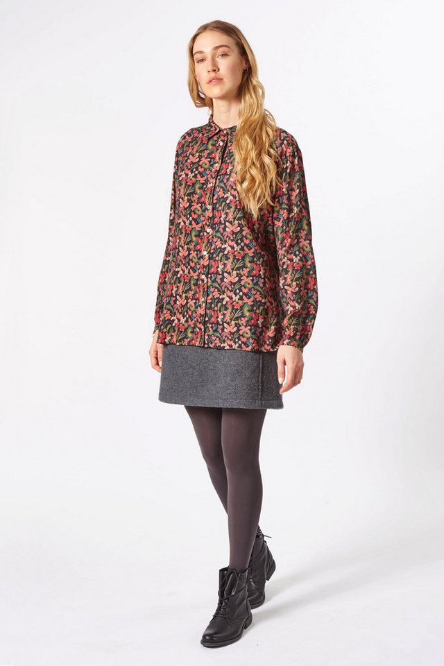 Himalaya Clothing Hemdbluse Edle Bluse Damen aus hochwertiger Viskose mit Blumenmuster Geradegeschnittene Viskose Bluse mit Hemdkragen von Himalaya Clothing