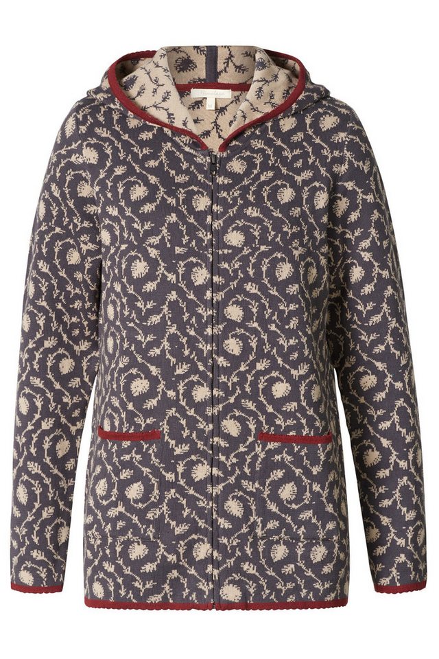 Himalaya Clothing Kapuzenstrickjacke Weiche Damen Kapuzenjacke aus Bio-Baumwolle im Jacquard-Strick Elegante Strickjacke mit praktischen Details von Himalaya Clothing